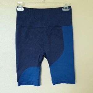 Fabletics Womens Midnight Navy/Splash Seamless High Waisted Block Shorts